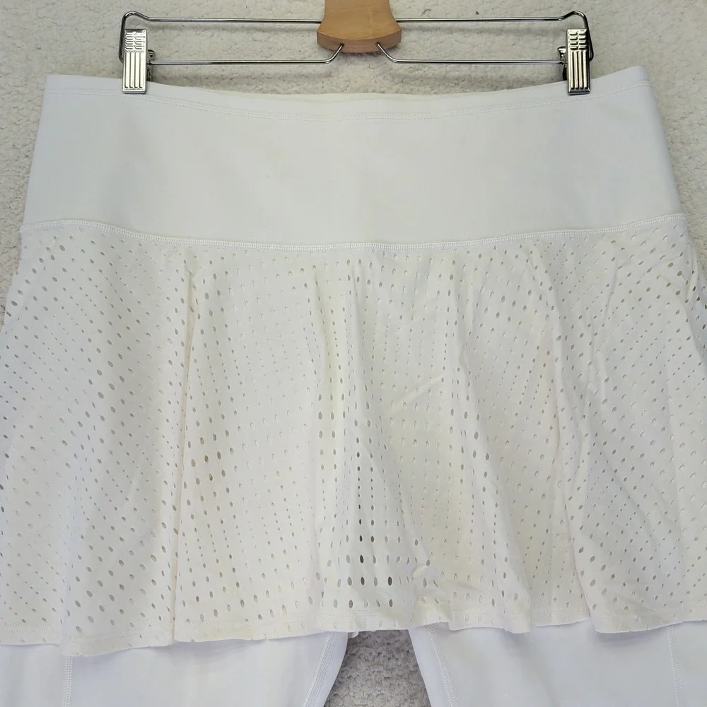 Athleta A Game 2 In 1 Crop Skirt‎ Leggings White Skapri XL 566735-01